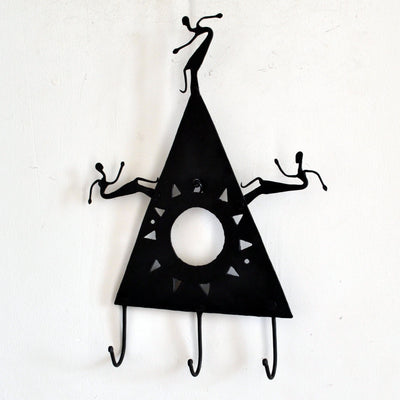 Chinhhari arts Wrought Iron triangle 3 hook keychain holder - Chinhhari Arts store